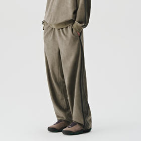 714street麂皮绒织带美式卫裤男士运动裤2024秋季男女同款休闲裤