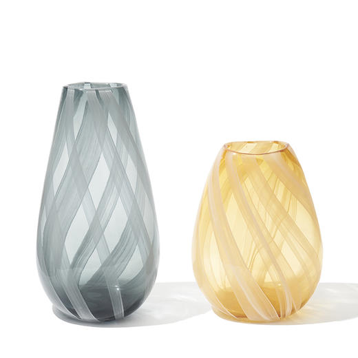 现代简约扁形条纹小口玻璃花瓶餐桌干花酒店样板房电视柜装饰花瓶 商品图7