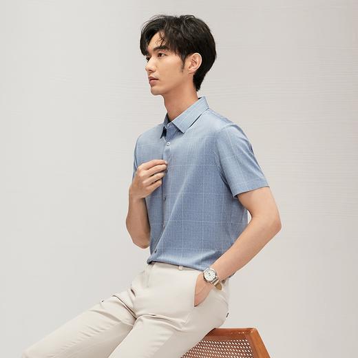【高弹】柒牌男士格子衬衫夏季2025新款时尚休闲含莫代尔短袖衬衣	128A70300 商品图1
