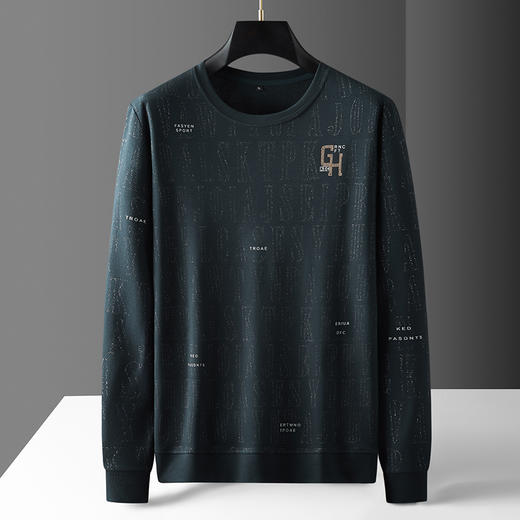 【新款DPF】大依优型大码长袖卫衣圆领套头加肥加大宽松休闲上衣男士打底 商品图3