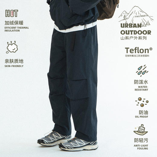 714street特氟龙户外登山裤防水伞兵裤男女秋冬款三防加绒休闲裤 商品图0