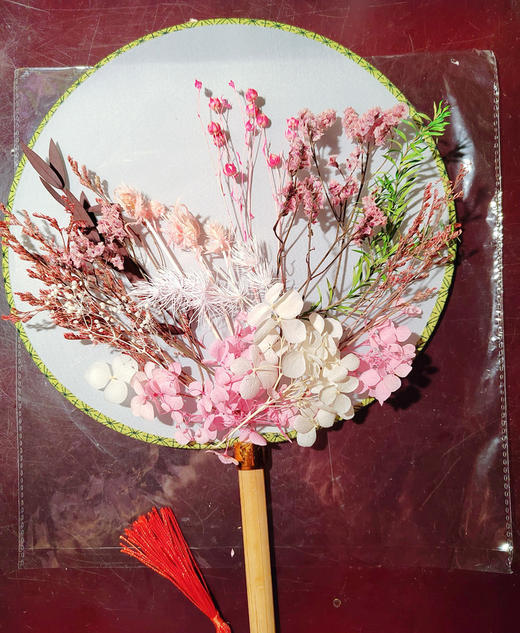 ✅diy永生花手工礼物🏵19.9亲手做的DIY永生花团扇~赠扇架 比送大几千的超市卡❗更让老师记住你❗美轮美奂，亲手制作永不凋零 商品图3