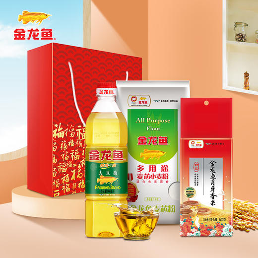 【严选推荐！金龙鱼油米面礼盒】稻田里的营养黄金，组合稻米油400ml+大米500g1斤装送礼袋粮油套餐节日送礼物优选 商品图5