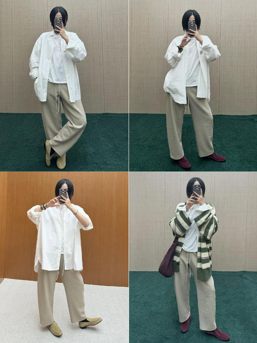 HIDEMI 进口澳洲绵羊毛全毛厚款立体剪裁茧型裤羊腿裤 意大利米/艺术灰/黑色 商品图1