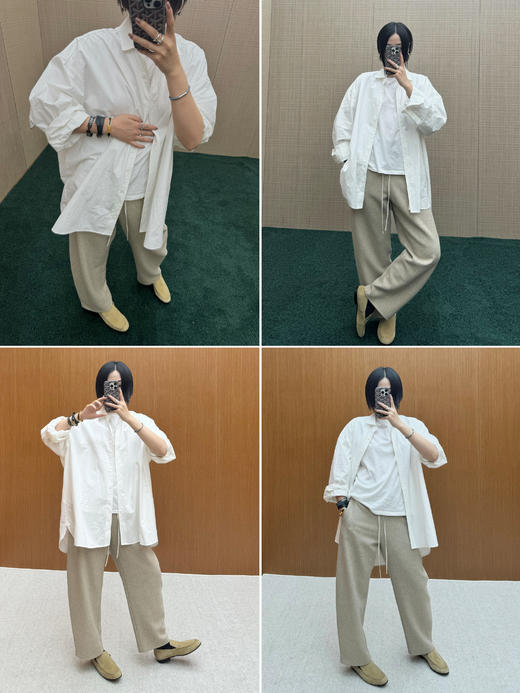 HIDEMI 甄选长绒棉酵素水洗做旧感空气微褶皱极简廓形男朋友衬衫 商品图2