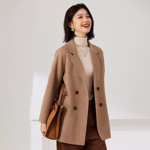 Avann中长款格子100%羊毛外套S067 商品图2