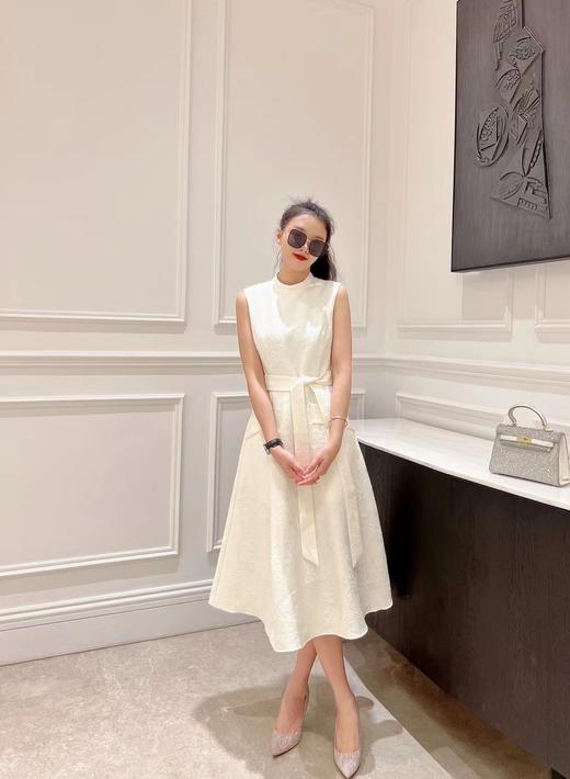 铅白、橘红、黛蓝色高级提花轻礼服连衣裙LZ3S68 商品图2