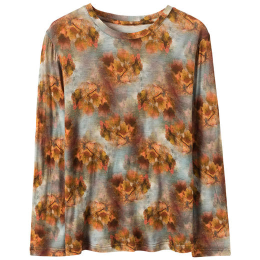 雀说复古印花精纺羊毛衫圆领羊毛针织衫上衣薄款打底衫ALF2545 商品图1