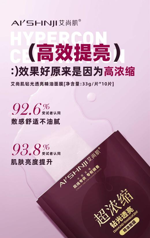 艾尚肌超浓缩•钻光透亮精油面膜  33克精华*10片*2盒 商品图4