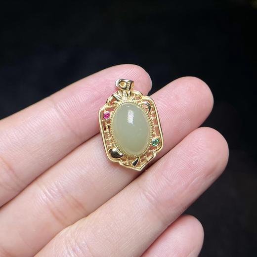 玉美人菲菲HZ*S925和田玉蛋面吊坠约30*16mm无链 商品图0