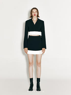 【天鹅湖】下摆蝴蝶结设计撞色小A字半裙