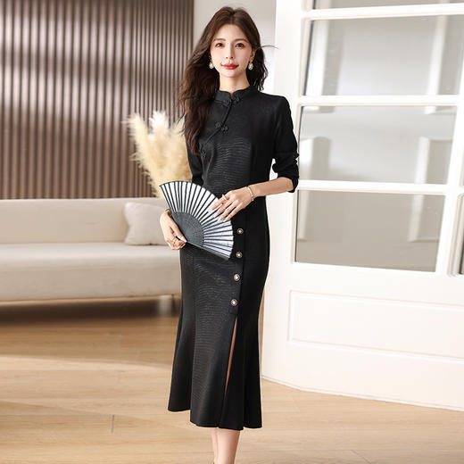 复古修身，新中式暗花旗袍裙连衣裙HR-SYY2376-2 商品图7