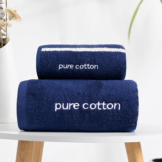 酒店级浴巾毛巾组合纯棉经典条纹毛巾浴巾毛巾35*75浴巾70*140 白色蓝色可选居家套巾 商品图3