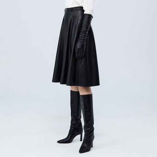 EITIE爱特爱秋季新款气质显瘦A版时尚百搭半身裙皮裙7593201 商品图3