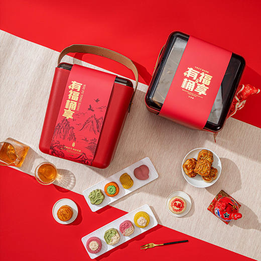 月饼礼盒装广式苏式五仁冰皮流心奶黄蛋黄莲蓉桃山皮月饼批发中秋 商品图1