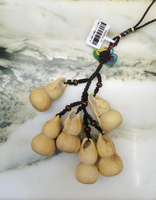 6粒素面葫芦串。黄杨木挂件 商品图0