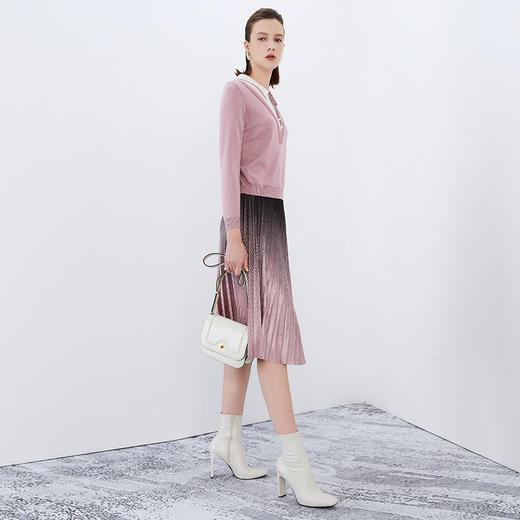 EITIE爱特爱冬季新款渐变色百褶高腰显瘦半身裙女裙7606305 商品图1