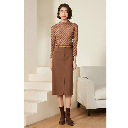乔万尼半身裙长款新款秋冬复古设计棕色EM3D391 商品图2