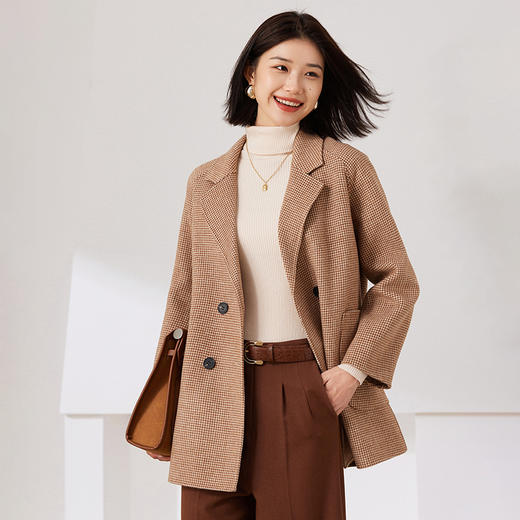 Avann中长款格子100%羊毛外套S067 商品图0
