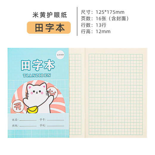 【练字本11.9包邮！！！10本/一组！】小学生必备，生字、数学、拼音、田字格、英语、练字、方格本一应俱全，多科目可选，简约大方，清晰且耐用的25k作业本，卡通可爱，让宝宝从小爱上写字体验！ 商品图5