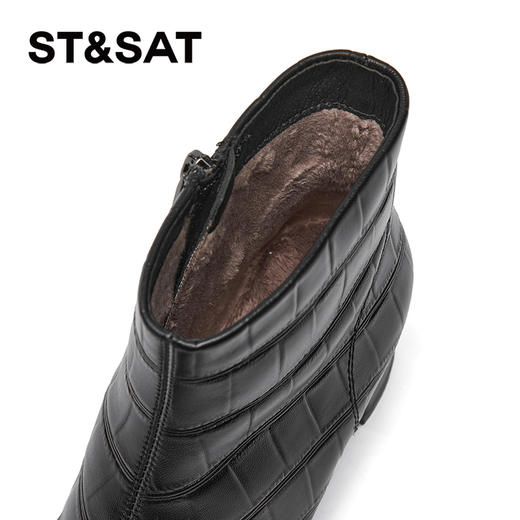 【绒里可选】星期六金属方头压纹粗跟时装靴SSC4116401/SSC4118401 商品图6