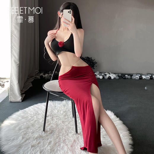 霏慕金链饰腰性感裸背套装6615 商品图3