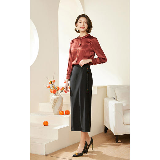 乔万尼缎面衬衫新品法式设计气质通勤商务EM3C321 商品图1