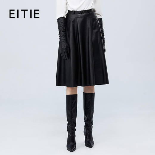 EITIE爱特爱秋季新款气质显瘦A版时尚百搭半身裙皮裙7593201 商品图0