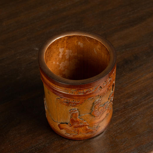 清 竹雕蕉荫仕女笔筒 商品图1