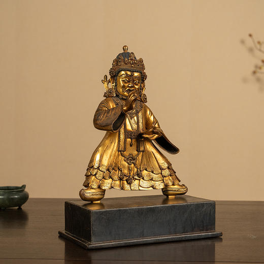清 铜鎏金大黑天二臂玛哈嘎拉像（红木座） 商品图4