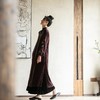 牧衣游原创丝绒手工刺绣连衣裙新款古朴东方V领气质宽松长裙 李子 商品缩略图1