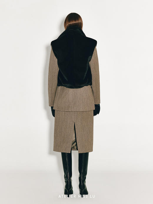 【酒香可可】绵羊毛高腰直身半裙 商品图2