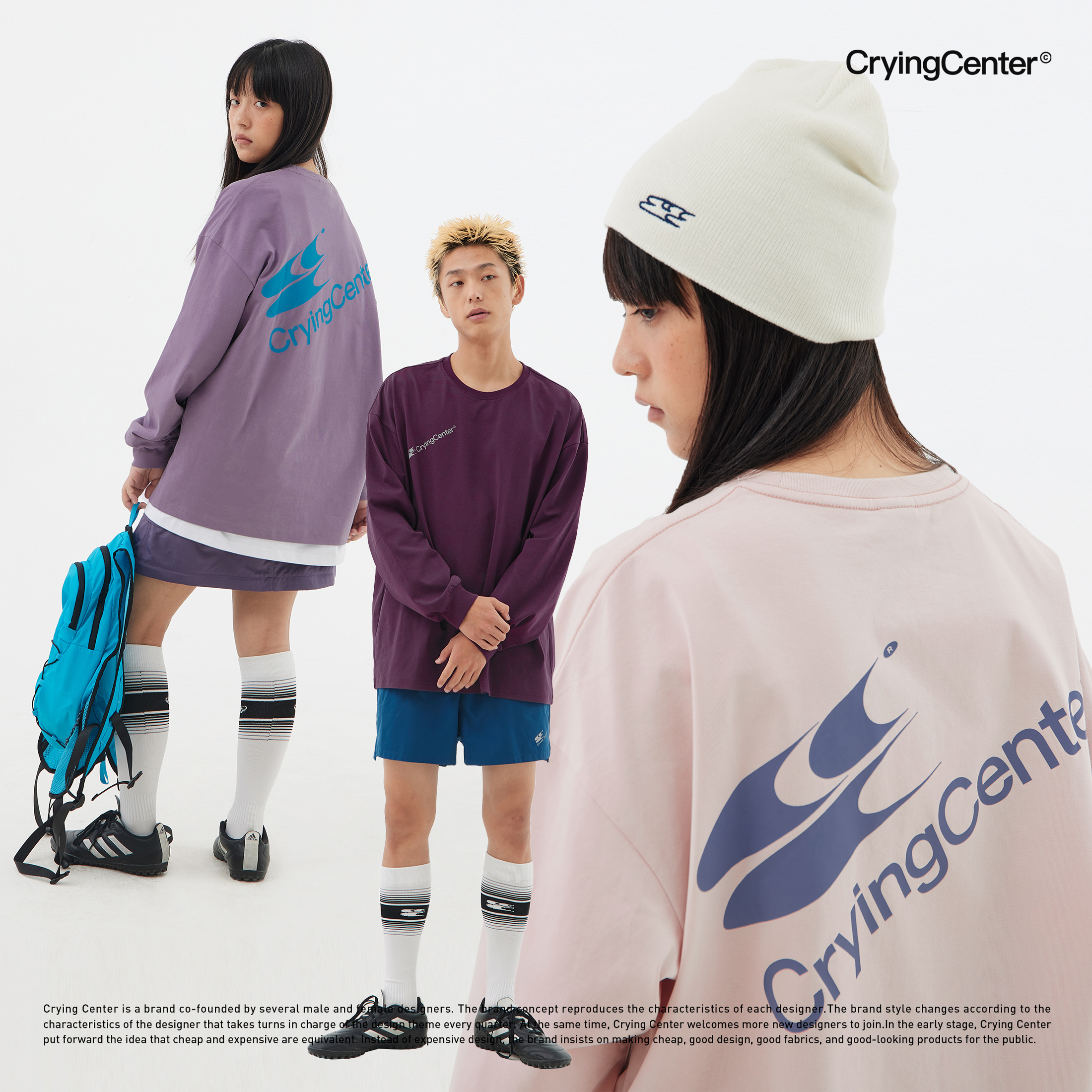 CryingCenter 斜logo长袖T恤 哭喊中心