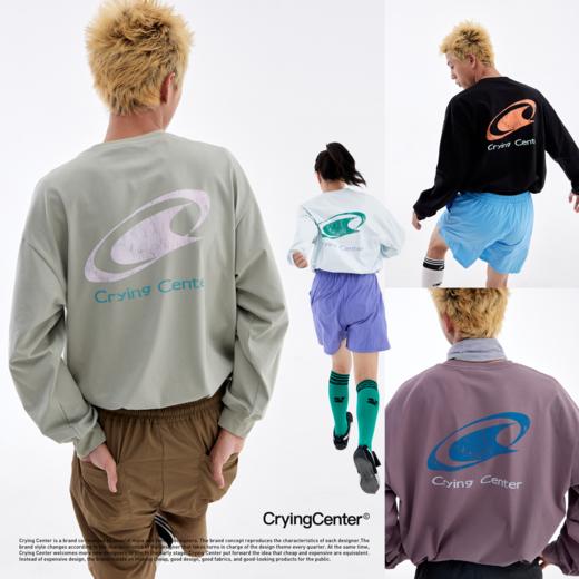 CryingCenter 复古裂纹撞色后背长袖T恤 哭喊中心 商品图1