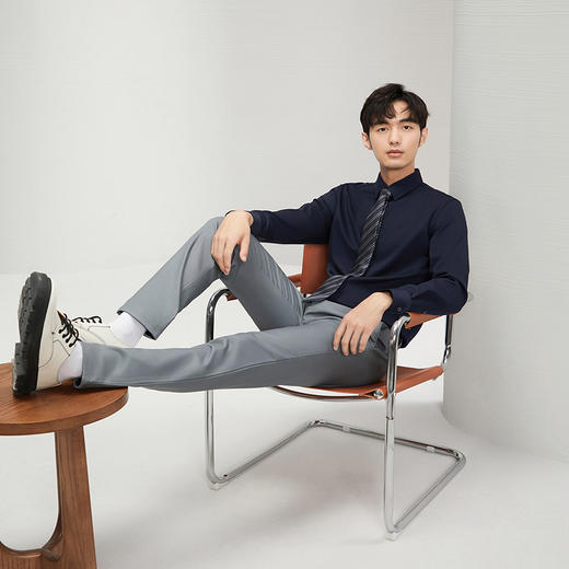 【加绒】柒牌长袖衬衫2024冬季新品商务休闲舒适保暖厚款翻领衬衣	127A70650 商品图1