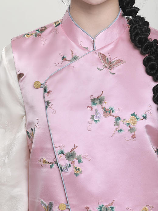 盛唐牡丹|双面穿如意葫芦纹斜襟马甲(里料白色白蝶） 商品图6