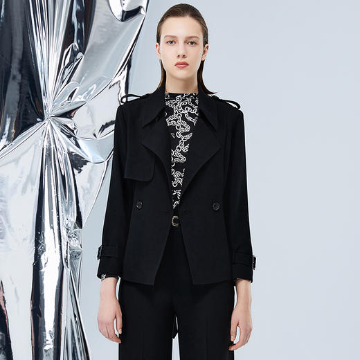 EITIE爱特爱秋季款经典翻领收腰显瘦风衣短外套7504209 商品图3