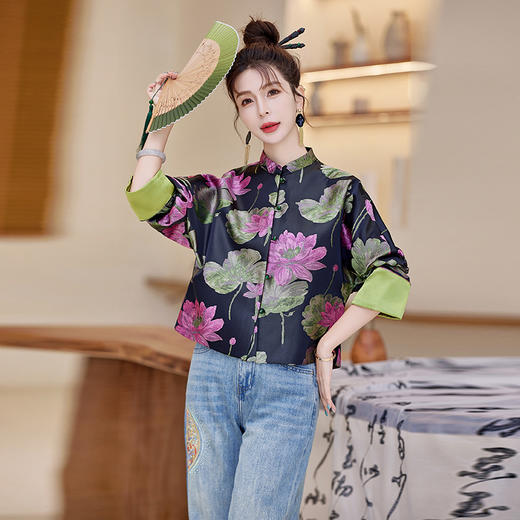 新中式风提花设计立领外套遮肉显瘦潮流百搭上衣HR-WS26029 商品图2
