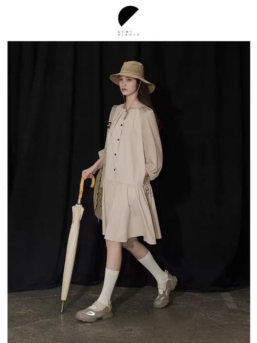 半圆/D24203368/A字裙泡泡袖轻运动连衣裙 商品图1