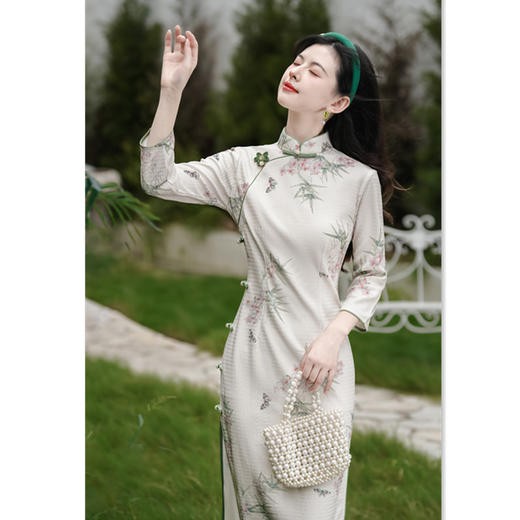 时尚改良新中式，长款七分袖旗袍GX-36117 商品图2