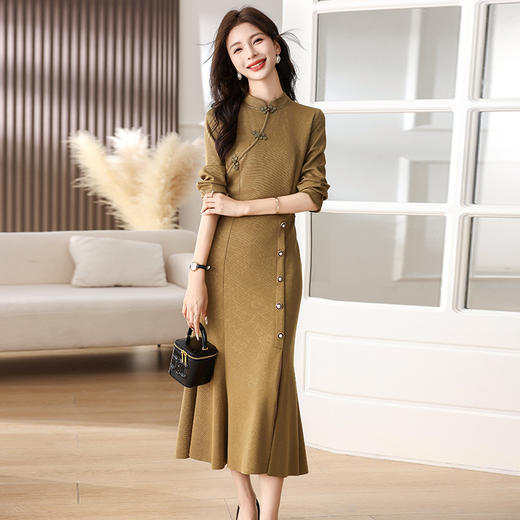 复古修身，新中式暗花旗袍裙连衣裙HR-SYY2376-2 商品图8