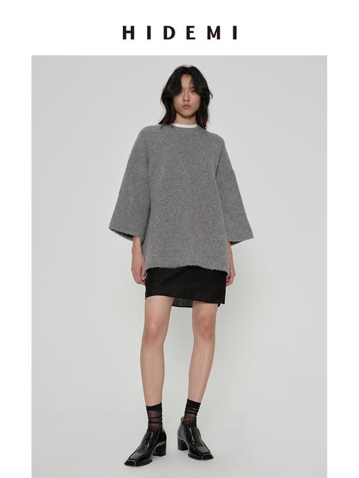 HIDEMI 极简法式松紧腰双层砂洗缎面中裙半身裙 复古黑/复古红/复古绿 商品图6