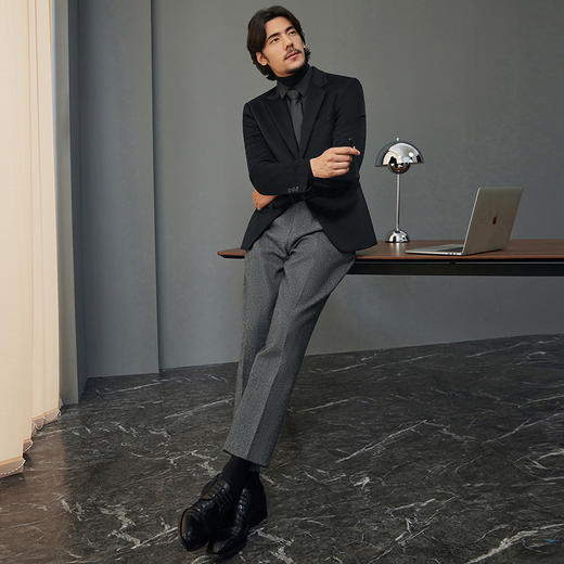 【毛料单西】柒牌西服男士商务正装秋冬新款面试新郎结婚西装外套	127C70490 商品图3