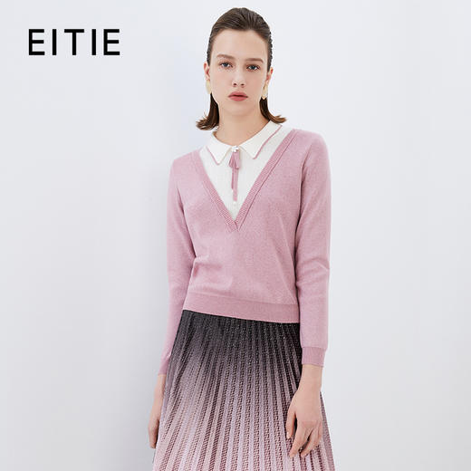 EITIE爱特爱冬新款时尚通勤假两件保暖舒适针织衫7601301 商品图1