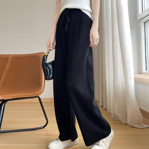 纤束马百搭竖纹安迪绒阔腿裤 N-455 商品图1