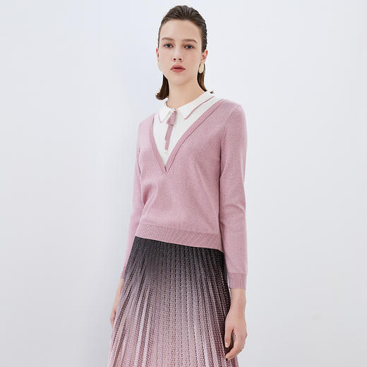 EITIE爱特爱冬新款时尚通勤假两件保暖舒适针织衫7601301 商品图8