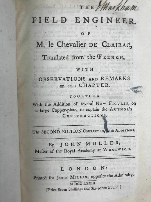 1773年 英国伍尔维奇皇家军事学院 克莱拉克《现场工程师》 36幅可展开原品版画插图 全真皮精装大32开 商品图2