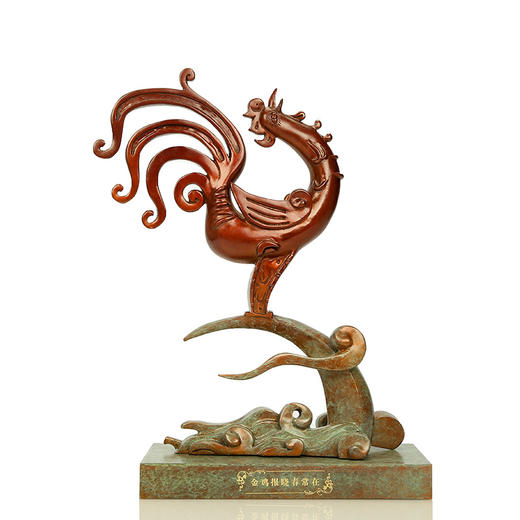 宇达青铜摆件 十二生肖鸡《金鸡报晓春常在》创意装饰 家居工艺摆件  高39.5cm 商品图1