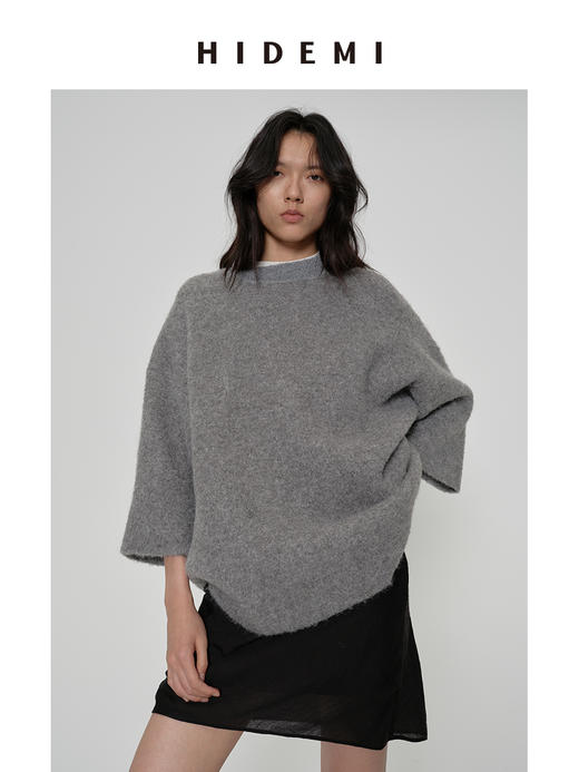 HIDEMI 极简法式松紧腰双层砂洗缎面中裙半身裙 复古黑/复古红/复古绿 商品图7