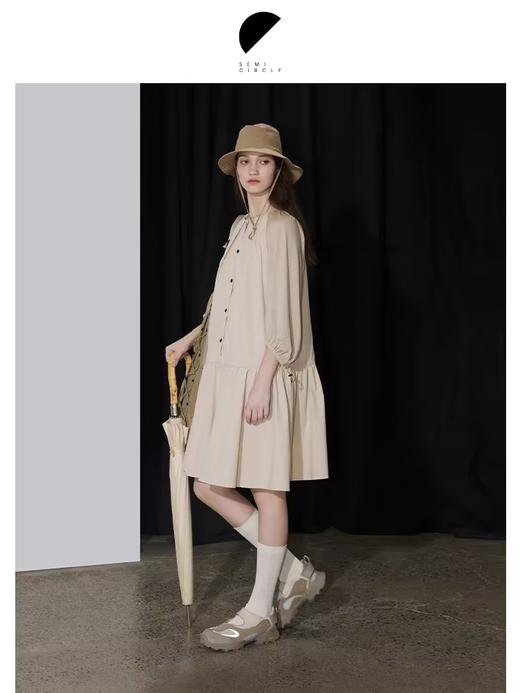 半圆/D24203368/A字裙泡泡袖轻运动连衣裙 商品图0